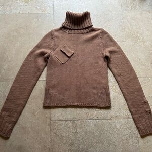 BCBGeneration, Beige/Brown Knitted Turtle Neck Sweater, Size Small